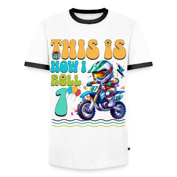 1er anniversaire de motocross - T-shirt contrasté Homme - blanc/noir - Devant - AI Model Female 172 light (172cm) & AI Model Male 178 dark (178cm)