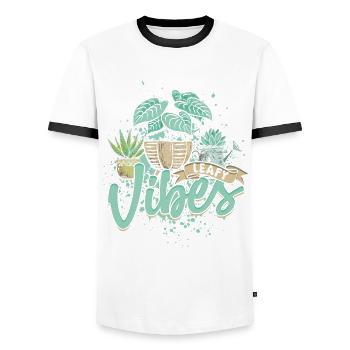 Plant Collector Plant Leafy Vibes - Men's Ringer Shirt - white/black - Front - AI Model Female 172 light (172cm) & AI Model Male 178 dark (178cm)