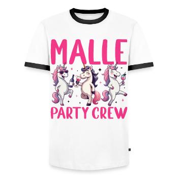 Malle Party Crew - Men's Ringer Shirt - white/black - Front - AI Model Female 172 light (172cm) & AI Model Male 178 dark (178cm)
