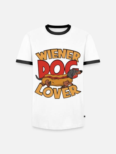 Tax, strävhårig tax, wienerhundälskare - Kontrast-T-shirt herr - vit/svart