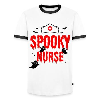 Spooky Nurse - Halloween - Männer Kontrast-T-Shirt - Weiß/Schwarz - Vorne - AI Model Female 172 light (172cm) & AI Model Male 178 dark (178cm)