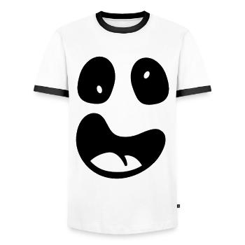 Funny ghost face - Men's Ringer Shirt - white/black - Front - AI Model Female 172 light (172cm) & AI Model Male 178 dark (178cm)