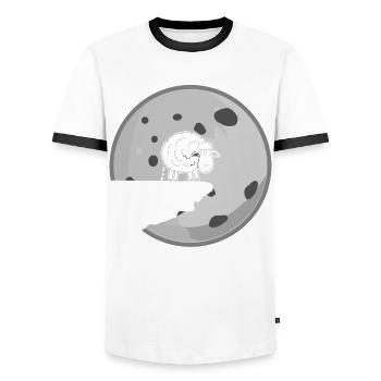 Shitting Sheep - Men's Ringer Shirt - white/black - Front - AI Model Female 172 light (172cm) & AI Model Male 178 dark (178cm)