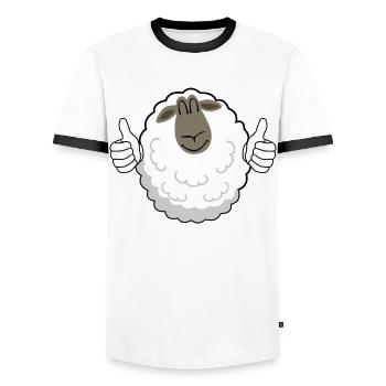 Pouce vers le haut Mouton - T-shirt contrasté Homme - blanc/noir - Devant - AI Model Female 172 light (172cm) & AI Model Male 178 dark (178cm)
