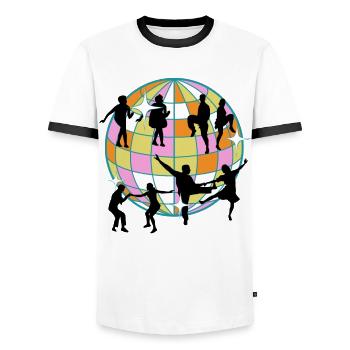 Boogie Woogie Dancer Swing Dancing - Men's Ringer Shirt - white/black - Front - AI Model Female 172 light (172cm) & AI Model Male 178 dark (178cm)