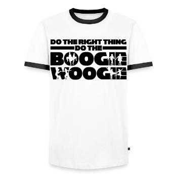 Boogie Woogie Dancing Swing Music - Men's Ringer Shirt - white/black - Front - AI Model Female 172 light (172cm) & AI Model Male 178 dark (178cm)