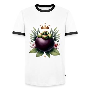 Mangostan Thailand Frucht Mangostan - Männer Kontrast-T-Shirt - Weiß/Schwarz - Vorne - AI Model Female 172 light (172cm) & AI Model Male 178 dark (178cm)