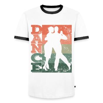 Tango Argentin Danse Milonga Vals - T-shirt contrasté Homme - blanc/noir - Devant - AI Model Female 172 light (172cm) & AI Model Male 178 dark (178cm)