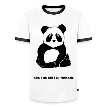 Panda Panda Bear Pandas Giant - Männer Kontrast-T-Shirt - Weiß/Schwarz - Vorne - AI Model Female 172 light (172cm) & AI Model Male 178 dark (178cm)