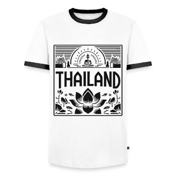 Thailändische Spirituelle Elefantenpagode Thailand - Männer Kontrast-T-Shirt - Weiß/Schwarz - Vorne - AI Model Female 172 light (172cm) & AI Model Male 178 dark (178cm)