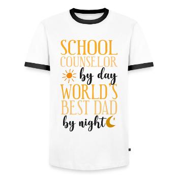 School Counselor Dad School - Men's Ringer Shirt - white/black - Front - AI Model Female 172 light (172cm) & AI Model Male 178 dark (178cm)