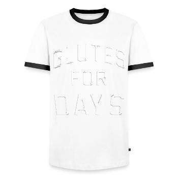 Leg Training Bodybuilders Glutes For Days - Men's Ringer Shirt - white/black - Front - AI Model Female 172 light (172cm) & AI Model Male 178 dark (178cm)