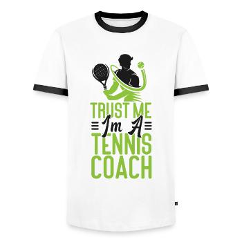 Drôle de joueur de tennis Racket Trust - T-shirt contrasté Homme - blanc/noir - Devant - AI Model Female 172 light (172cm) & AI Model Male 178 dark (178cm)