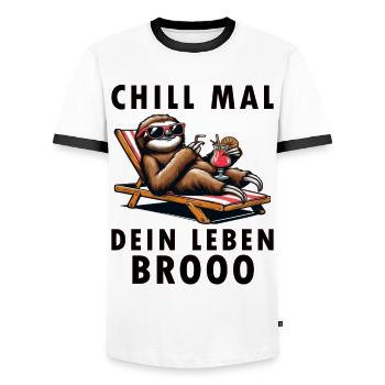 Chill Mal Dein Leben - Männer Kontrast-T-Shirt - Weiß/Schwarz - Vorne - AI Model Female 172 light (172cm) & AI Model Male 178 dark (178cm)