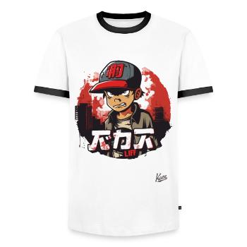 Angry little urban hip-hop boy - Men's Ringer Shirt - white/black - Front - AI Model Female 172 light (172cm) & AI Model Male 178 dark (178cm)