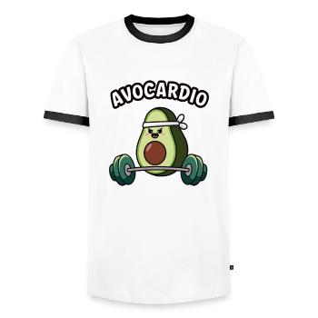 Avocardio - Men's Ringer Shirt - white/black - Front - AI Model Female 172 light (172cm) & AI Model Male 178 dark (178cm)