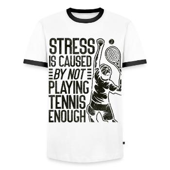 Funny Tennis Player Racket Stress - Männer Kontrast-T-Shirt - Weiß/Schwarz - Vorne - AI Model Female 172 light (172cm) & AI Model Male 178 dark (178cm)