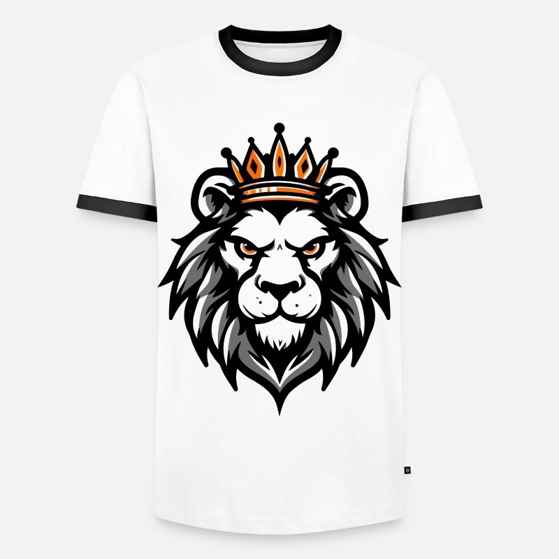 Löwe Kopf Krone - Männer Kontrast-T-Shirt - Weiß/Schwarz