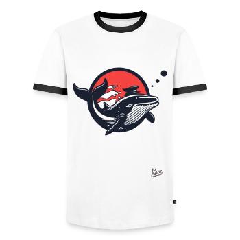 Seefahrer-Matrose-Wal - Männer Kontrast-T-Shirt - Weiß/Schwarz - Vorne - AI Model Female 172 light (172cm) & AI Model Male 178 dark (178cm)