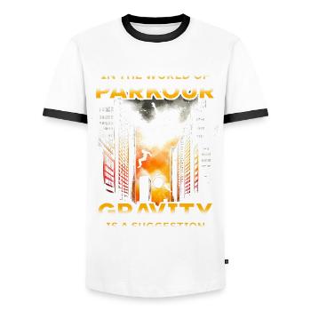 Parkour Parkour runner gravity is a suggestion - Men's Ringer Shirt - white/black - Front - AI Model Female 172 light (172cm) & AI Model Male 178 dark (178cm)