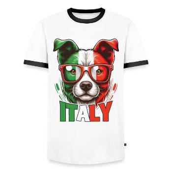 Italy Flag Dog Sunglasses Italy & Italia - Men's Ringer Shirt - white/black - Front - AI Model Female 172 light (172cm) & AI Model Male 178 dark (178cm)