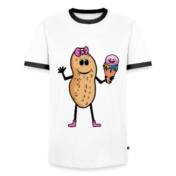 Erdnuss Erdnüsse Kinder Kind Baby Eiswaffel Eis - Männer Kontrast-T-Shirt - Weiß/Schwarz - Vorne - AI Model Female 172 light (172cm) & AI Model Male 178 dark (178cm)