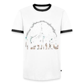 Parkour Parkour Runner Paris - Men's Ringer Shirt - white/black - Front - AI Model Female 172 light (172cm) & AI Model Male 178 dark (178cm)