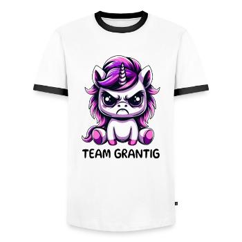 Team Grantig - Männer Kontrast-T-Shirt - Weiß/Schwarz - Vorne - AI Model Female 172 light (172cm) & AI Model Male 178 dark (178cm)