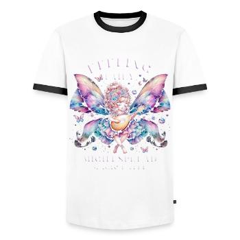 Se sentir fée pourrait répandre la magie plus tard - T-shirt contrasté Homme - blanc/noir - Devant - AI Model Female 172 light (172cm) & AI Model Male 178 dark (178cm)