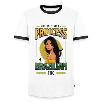 Girls of Brazilian origin Brazil - Men's Ringer Shirt - white/black - Front - AI Model Female 172 light (172cm) & AI Model Male 178 dark (178cm)