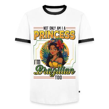 Girls of Brazilian origin Brazil - Men's Ringer Shirt - white/black - Front - AI Model Female 172 light (172cm) & AI Model Male 178 dark (178cm)