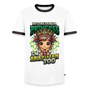 Girls of Brazilian origin Brazil - Men's Ringer Shirt - white/black - Front - AI Model Female 172 light (172cm) & AI Model Male 178 dark (178cm)