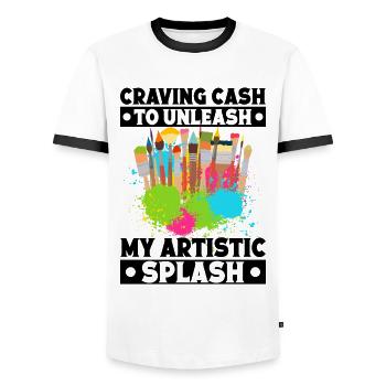 Cool Artist Unleash Artistic Splash Gift Idea - Männer Kontrast-T-Shirt - Weiß/Schwarz - Vorne - AI Model Female 172 light (172cm) & AI Model Male 178 dark (178cm)