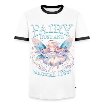 Fairycore Fairycore Fairy dust and magical lust - Men's Ringer Shirt - white/black - Front - AI Model Female 172 light (172cm) & AI Model Male 178 dark (178cm)
