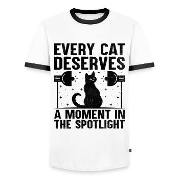 Cat Photographers Cat Lovers Photograpy Cats Photo - Men's Ringer Shirt - white/black - Front - AI Model Female 172 light (172cm) & AI Model Male 178 dark (178cm)