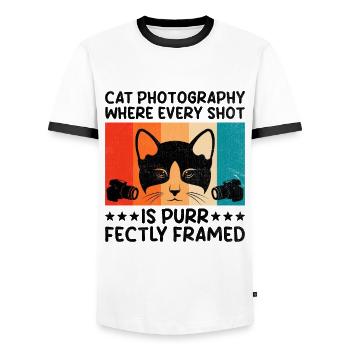 Chat Photographes Chat Amoureux Des Chats Photo - T-shirt contrasté Homme - blanc/noir - Devant - AI Model Female 172 light (172cm) & AI Model Male 178 dark (178cm)