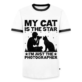 Chat Photographes Chat Amoureux Des Chats Photo - T-shirt contrasté Homme - blanc/noir - Devant - AI Model Female 172 light (172cm) & AI Model Male 178 dark (178cm)