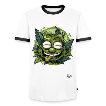 Le gobelin de la forêt toujours ivre - T-shirt contrasté Homme - blanc/noir - Devant - AI Model Female 172 light (172cm) & AI Model Male 178 dark (178cm)