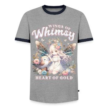 Fee Fairy Fairycore - Men's Ringer Shirt - grey/navy  - Front - AI Model Female 172 light (172cm) & AI Model Male 178 light (178cm)