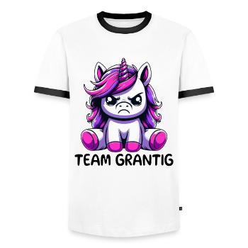 Team Grantig - Männer Kontrast-T-Shirt - Weiß/Schwarz - Vorne - AI Model Female 172 light (172cm) & AI Model Male 178 dark (178cm)