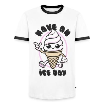 Have an Ice Day - Mascotte de crème glacée sucrée - T-shirt contrasté Homme - blanc/noir - Devant - AI Model Female 172 light (172cm) & AI Model Male 178 dark (178cm)