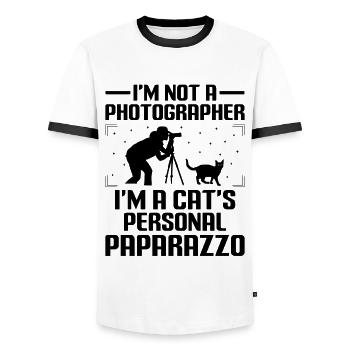 Cat Photographers Cat Lovers Photograpy Cats Photo - Men's Ringer Shirt - white/black - Front - AI Model Female 172 light (172cm) & AI Model Male 178 dark (178cm)