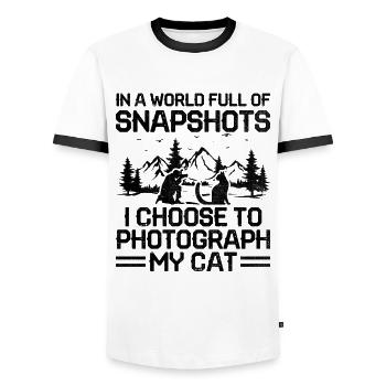 Chat Photographes Chat Amoureux Des Chats Photo - T-shirt contrasté Homme - blanc/noir - Devant - AI Model Female 172 light (172cm) & AI Model Male 178 dark (178cm)