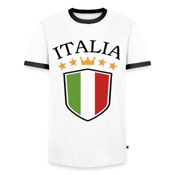 Italie Italien Italien Italie - T-shirt contrasté Homme - blanc/noir - Devant - AI Model Female 172 light (172cm) & AI Model Male 178 dark (178cm)