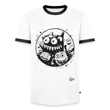 Tinte und lustige Monster - Männer Kontrast-T-Shirt - Weiß/Schwarz - Vorne - AI Model Female 172 light (172cm) & AI Model Male 178 dark (178cm)