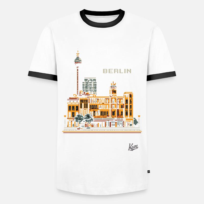 Pixel Berlin - Männer Kontrast-T-Shirt - Weiß/Schwarz