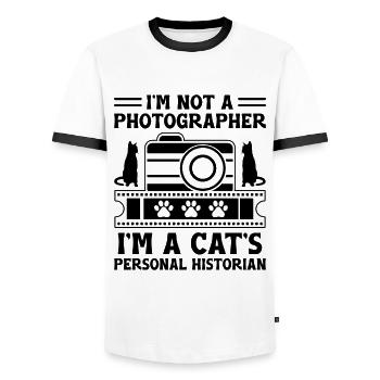 Cat Photographers Cat Lovers Photograpy Cats Photo - Men's Ringer Shirt - white/black - Front - AI Model Female 172 light (172cm) & AI Model Male 178 dark (178cm)
