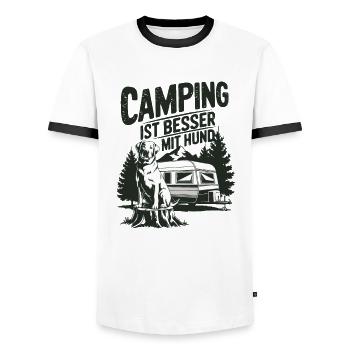 Camping ist besser mit Hund - Männer Kontrast-T-Shirt - Weiß/Schwarz - Vorne - AI Model Female 172 light (172cm) & AI Model Male 178 dark (178cm)
