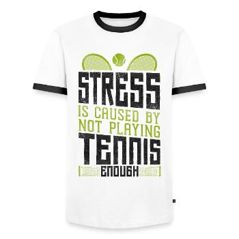 Funny Tennis Player Racket Stress - Männer Kontrast-T-Shirt - Weiß/Schwarz - Vorne - AI Model Female 172 light (172cm) & AI Model Male 178 dark (178cm)