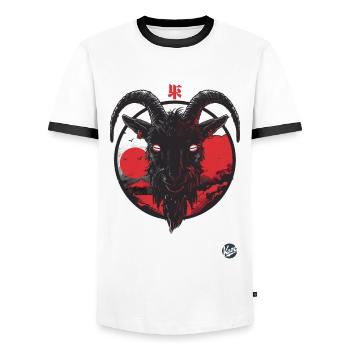 Une chèvre noire - T-shirt contrasté Homme - blanc/noir - Devant - AI Model Female 172 light (172cm) & AI Model Male 178 dark (178cm)